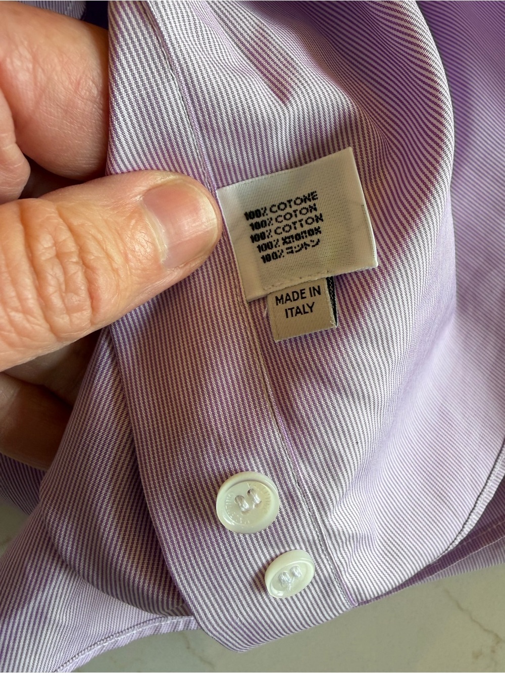 Valentino Light Lavender Stripe Men's Dress Shirt Cotton Italy / 41 / 16 - Picture 13 of 15